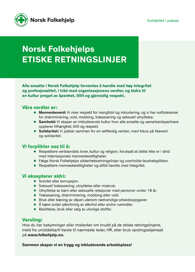 Etiske retningslinjer plakat