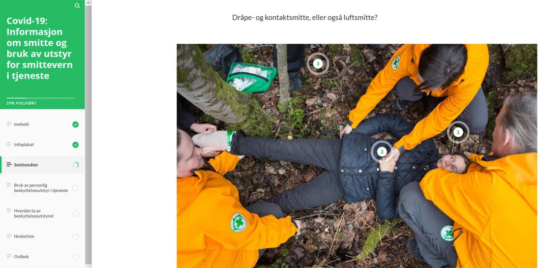 Mange mannskaper har de siste månedene tatt e-læringskurset i smittevern. I tiden framover kommer det flere e-læringskurs på folkehjelp.no.