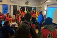 Prosjektleder Per Olaf Torkildsen sammen med de frivillige som deltok på øvelsen i Stavanger.