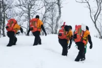 Skredmannskaper under en øvelse på Jæren i februar.
