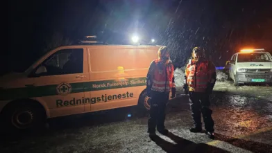 Mannskaper på ulykkesstedet 2. juledag.
