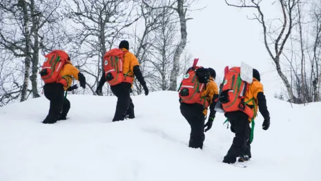 Skredmannskaper under en øvelse på Jæren i februar.