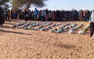 Distribution of NFI's (Non-food items) by emergency response rooms in Zam Zam IDP Camp in North-Darfur, December 2023.